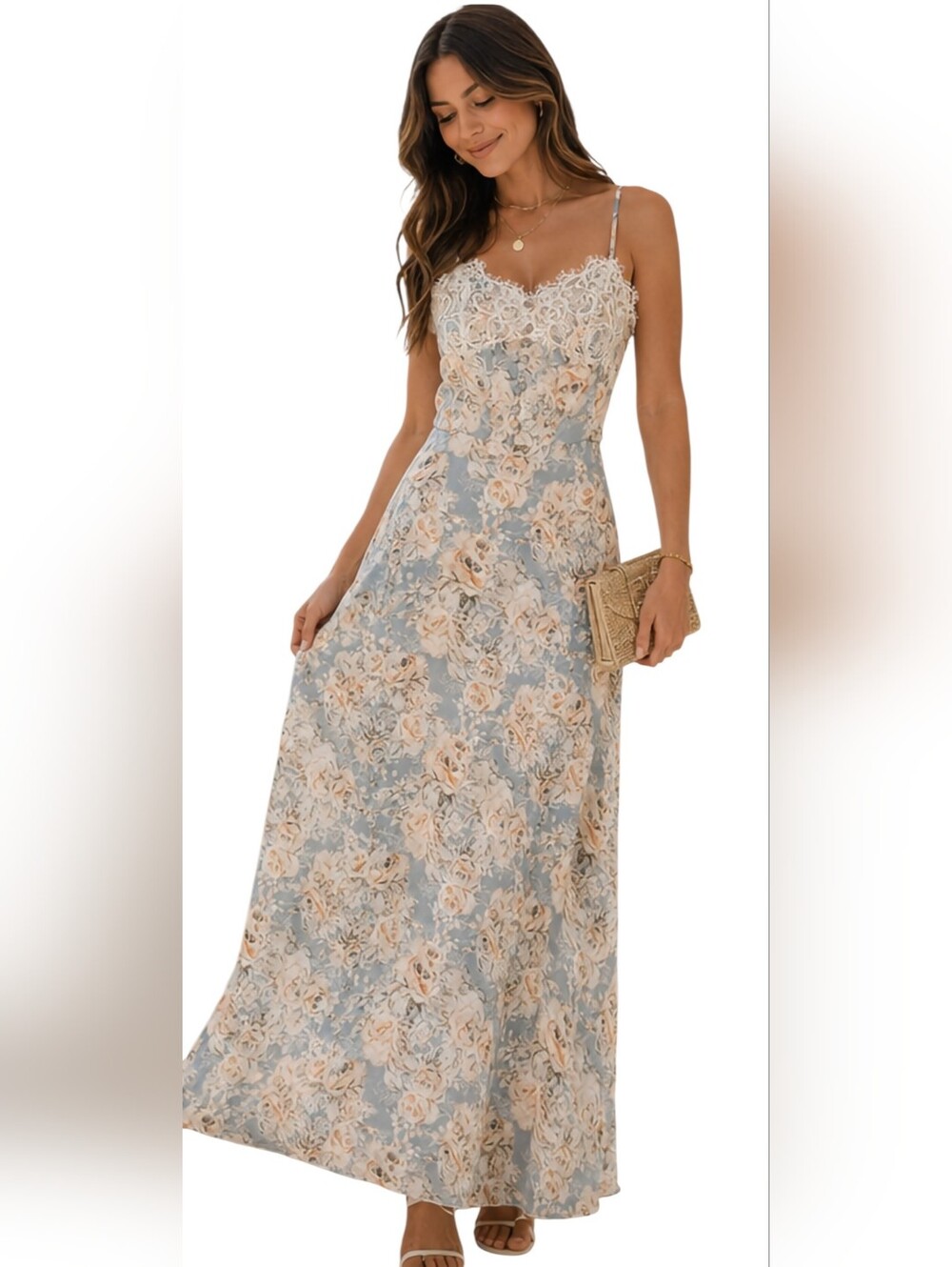 VICI x Fate Floral Lace Trim Maxi Dress NWT Small Romantic Cottagecore